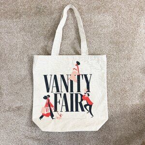 Vanity Fair Tan Canvas Graphic Tote Bag Open Top EUC